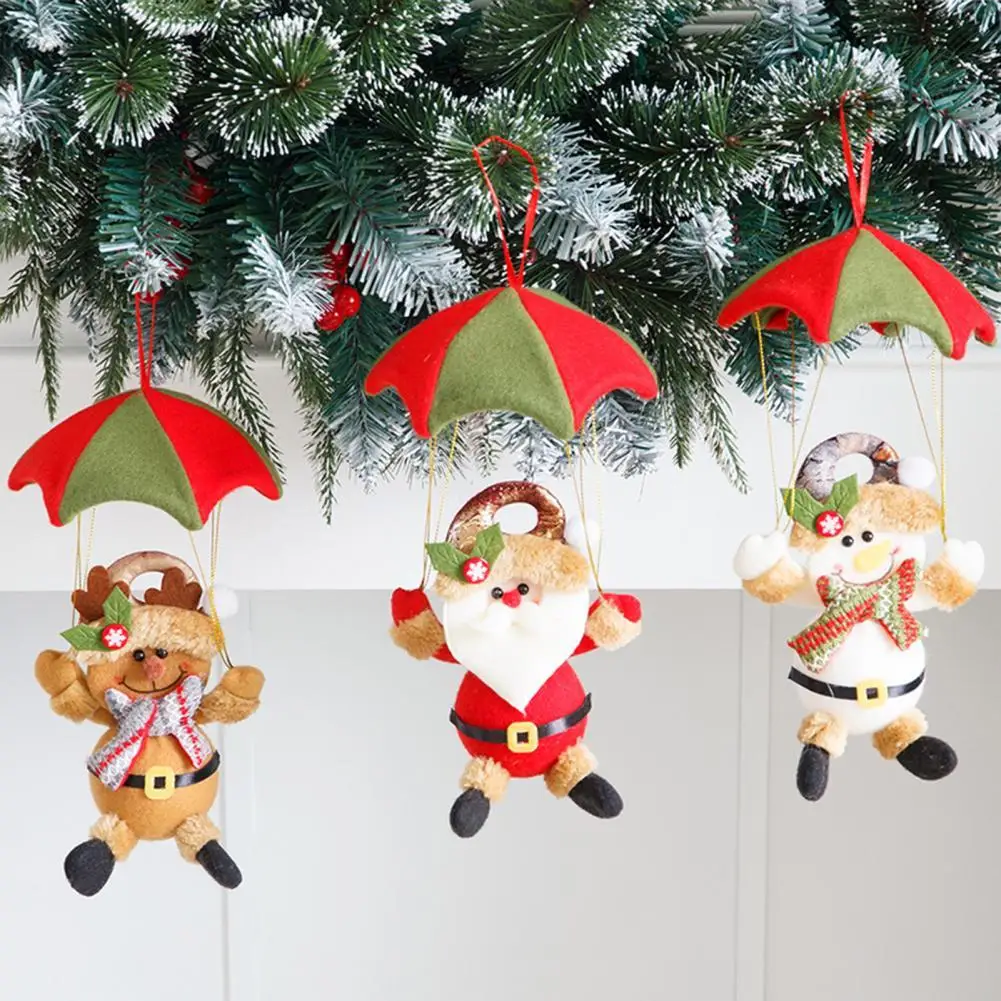 

Christmas Tree Hanging Pendant Xmas Tree Decor Ornament Cartoon Flannel Parachuted Santa Ornaments Holiday DIY Decorations