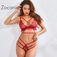 solid lace underwear set hollow out midriff sensual lingerie woman perspective sexy lingerie condole belt exotic accessories