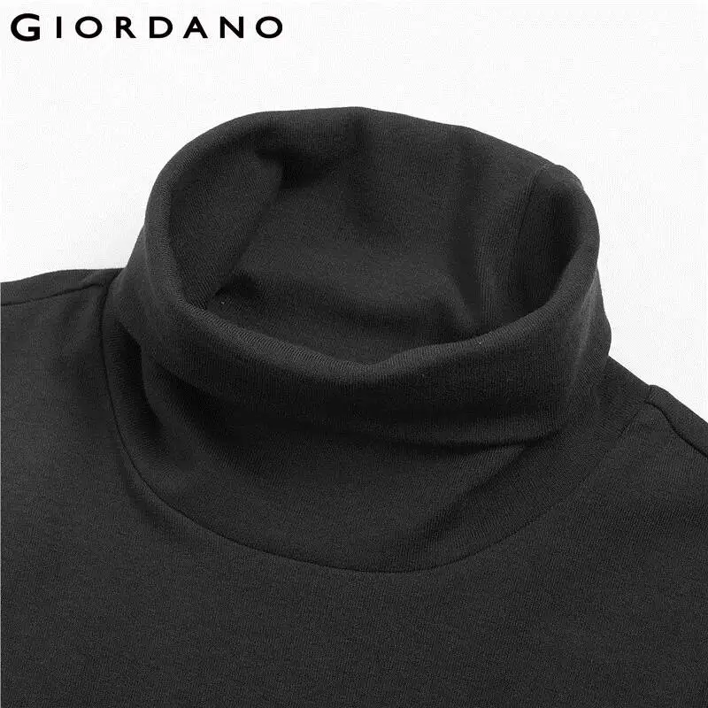 Giordano Мужская футболка, Мужская эластичная ткань, водолазка, толстая футболка, Мужская Осенняя Однотонная футболка с длинными рукавами Homme 01029793
