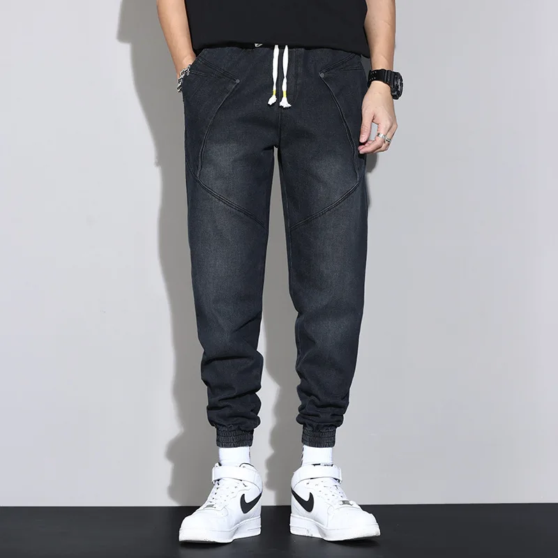 Spring Summer Harem Jeans Men Stretched Denim Pants Streetwear Black Joggers Men Casual Baggy Jeans Trousers Plus Size 7XL 8XL