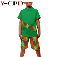 african clothes for kids bazin riche boys outfits casaul children short sleeve top shirts and half pants 2 pieces sets ya194005