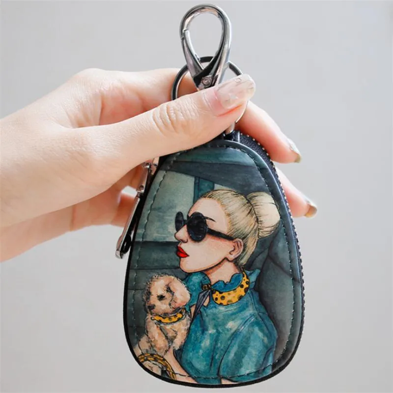 Модный мультяшный женский чехол для ключей Автомобильный милый кожаный