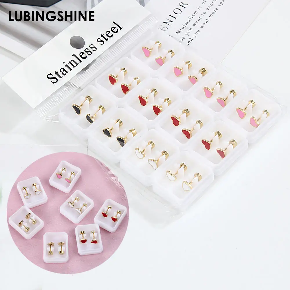 

Серьги-гвоздики из нержавеющей стали женские, изысканные маленькие украшения для пирсинга с цветами, животными, завитка ушной раковины, 12 п...