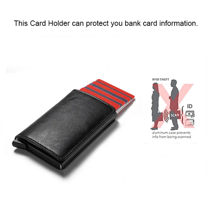 Bycobecy противокражный RFID деловой мужской кошелек черный тонкий из искусственной