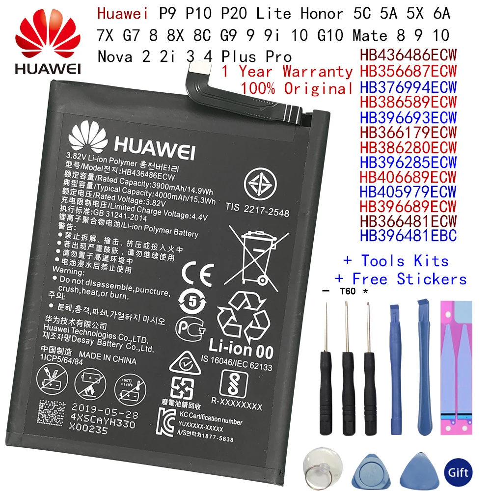 

Huawei honor 8 9 10 9i 10 Lite V9 Nova 2 3 4 2i Honor 6C 5A 7A 8A Mate 8 9 10 10 Lite 10/10 Pro P20 P10 plus Original Battery