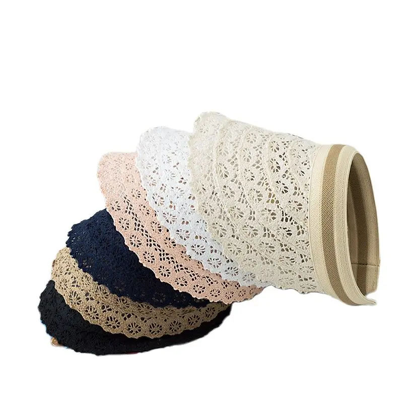 

Summer Women's Casual Elastic band Straw Hats Visor Cap Hollow Out Sea Beach Sun hats Gorros Casquette
