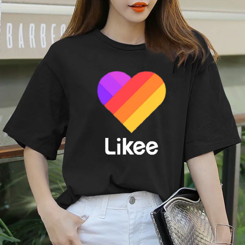 Likee app футболка likee Сердце Кот рубашка 2020 крутая забавная с радугой s Женская