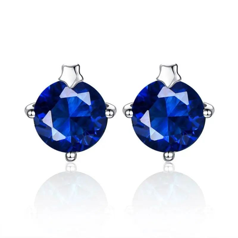 sapphire Kuolit, черный корешок, твердые, 925 пробы, серебряные серьги-гвоздики для женщин, звезда, рождественские украшения, свадебные, модные, вечерние, подарок - Цвет камня: sapphire