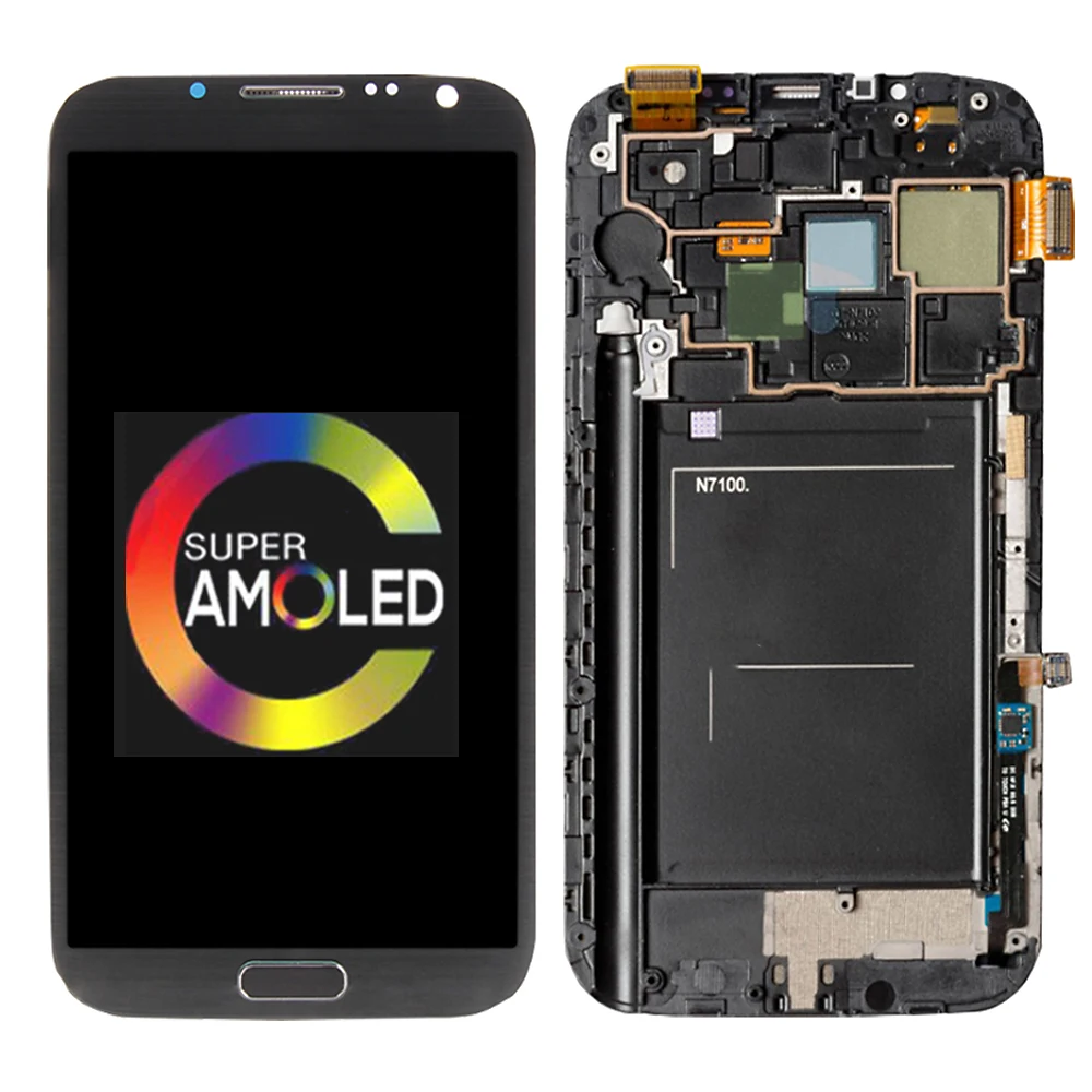 ЖК дисплей Super AMOLED 5 дюйма для SAMSUNG Galaxy Note 2 N7100 с сенсорным экраном и рамкой