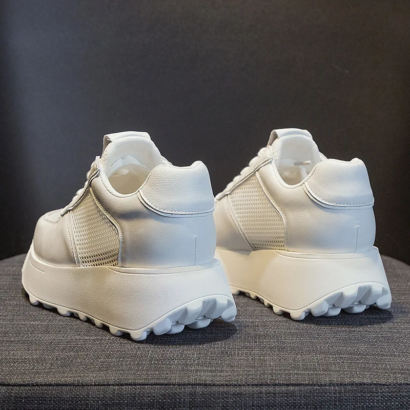 

Round Toe Women's Shoes Platform Female Moccasin Modis Casual Sneaker Clogs Genuine Leather Cross 2022 New Summer Breathable Sol