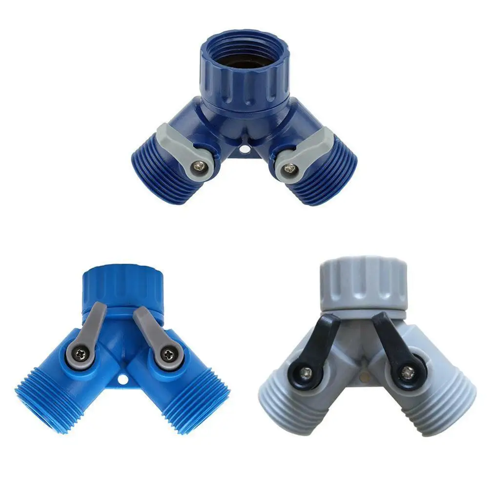 

1PC Irrigation 2 way tap garden tap Irrigation valve Splitter Hose Pipe Way connector 2 adapter Quick R1E7