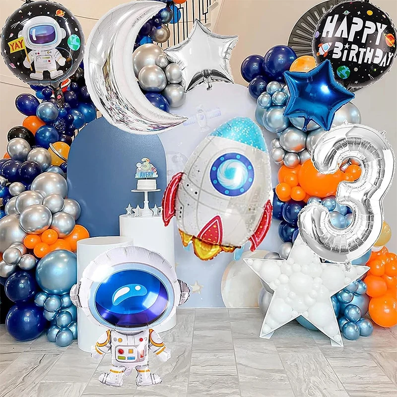 

10Pcs Space Theme Happy Birthday Balloons With 40 Inch Foil Ballon Number Rocket Astronaut Globos For Baby Shower Party Decor