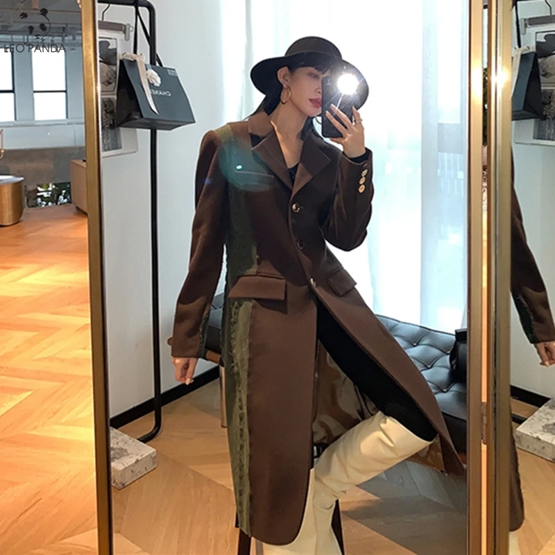 

Women'S Down Jacket 2020 Winter Sheepskin Coat Warm Splicing Woolen Coat Ladies Hight Quality Long Plush Fur Coat Female New