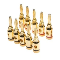 10pcs 4mm 24k gold plated musical cable wire banana plug audio speaker connector plated musical speaker cable wire pin connector
