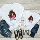 2021 забавная летняя семейная Одинаковая одежда, хлопковая футболка, подходящая одежда для матери и дочери, семейный образ, одежда для маленьких девочек