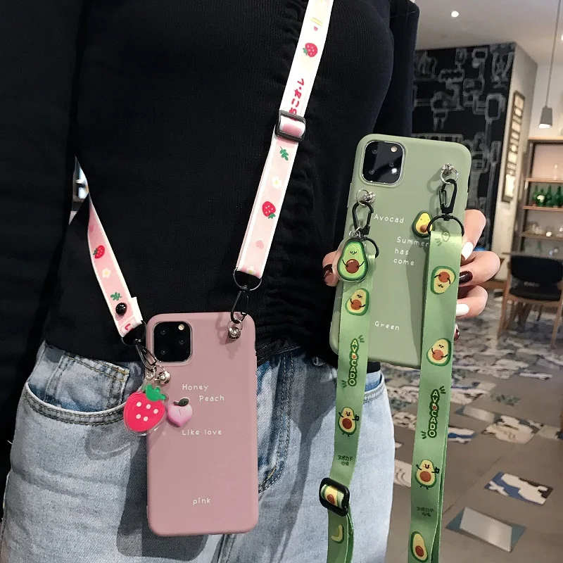 Ремешок авокадо для iPhone11 Pro max xs xr чехол телефона жидкий силикон 6s 7 8plus со шнурком