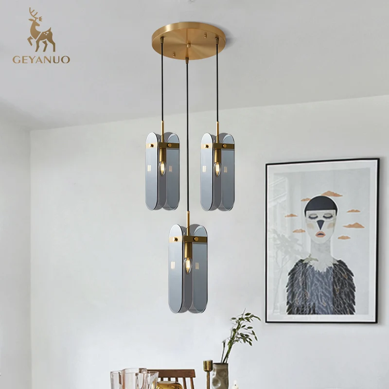 

Светильник роскошный серый стиль Пост Модерн, столовой чехлы для Люстра планета серый простые медные светильник ing Nordic лампы и фонари разли...