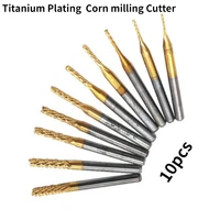 10 pieces pcb titanium plating drill bit corn milling cutter 0 8 3 175mm tool parts rotary tool accessories