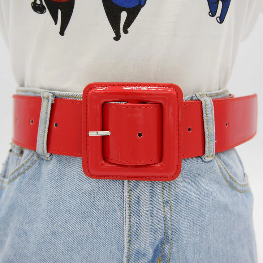 Женский широкий красный ремень 5 см летняя модная Обложка для талии с украшением