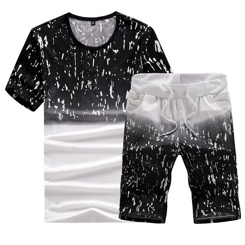 

Tracksuit men Casual Summer Men's Set Mens Floral T-Shirt + Print Beach Shorts Shirts Shorts Pants Two Piece Suit Plus Size 5XL