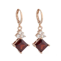 new fashion 585 rose gold long earrings natural cubic zirconia jewelry women luxury square dangle earrings 2021 trend