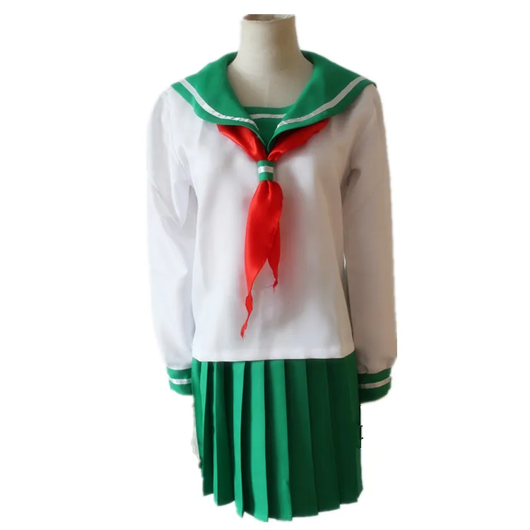 Женский костюм для косплея Kagome Higurashi школьная форма белая блузка зеленая юбка на