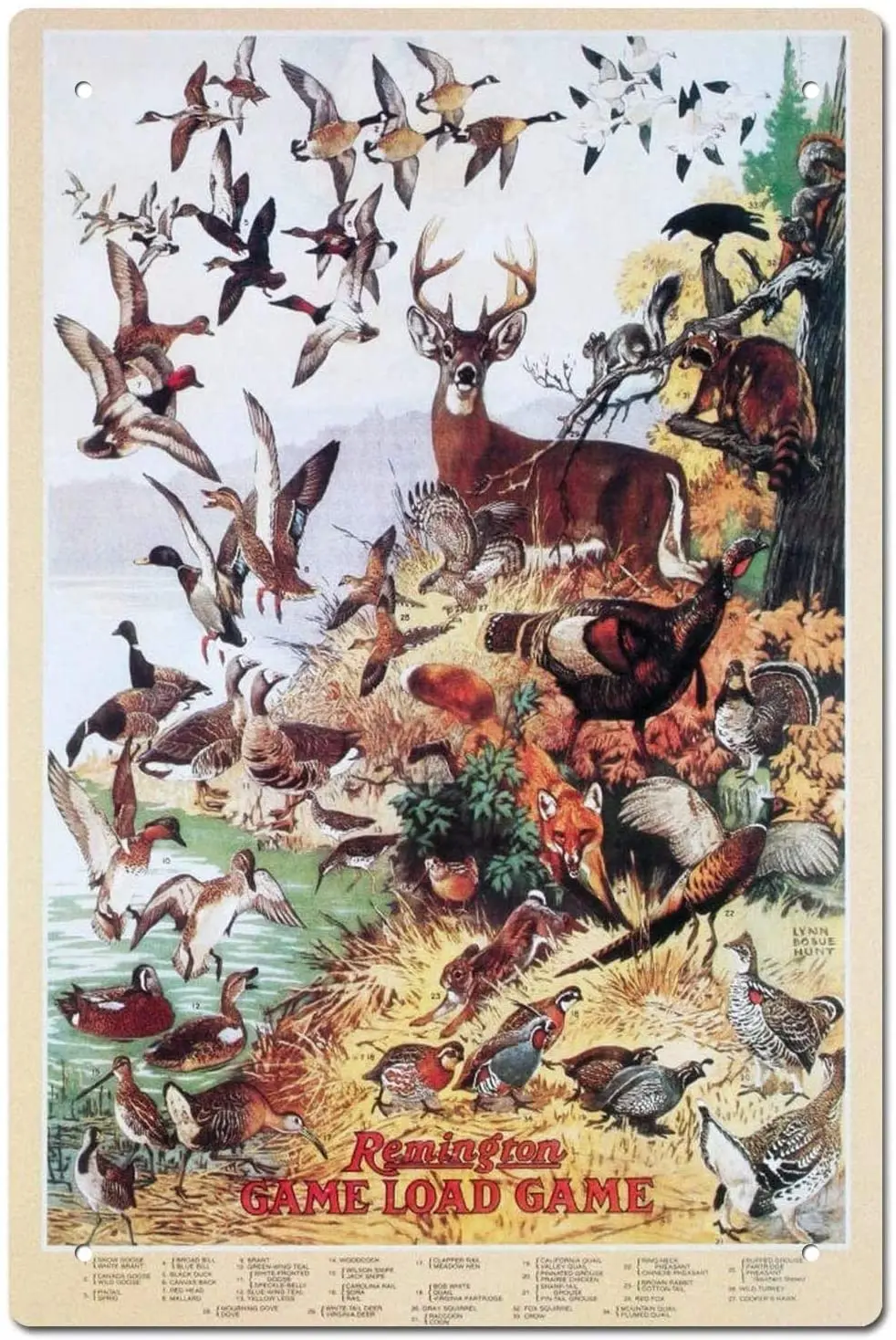 

XUNXINYOUBI Vintage Remington Game Load Animals Tin Sign Metal Sign Metal Decor Wall Sign Wall Poster Wall Decor Door Plaque