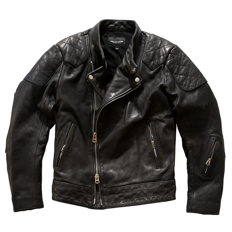 

PJ900 Avfly Super Offer ! Read Description! Asian Size Genuine Cow Skin Leather Coat Mens Cowhide Casual Jacket