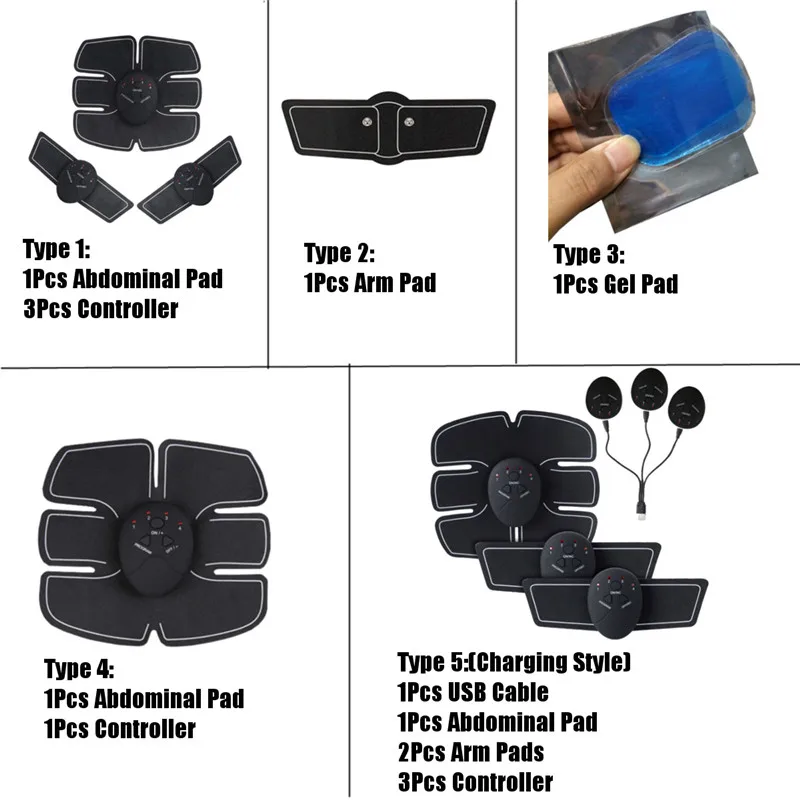 Smart Rechargeable Electric Muscle Trainer Abdominal Arm Butt Lazy Fitness Training Massager Pads USB Charging Battery Powered | Спорт и