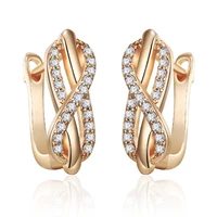 new fashion geometric cubic zirconia stud earrings infinity 8 shape gold cz earrings for women korean jewelry charm gifts