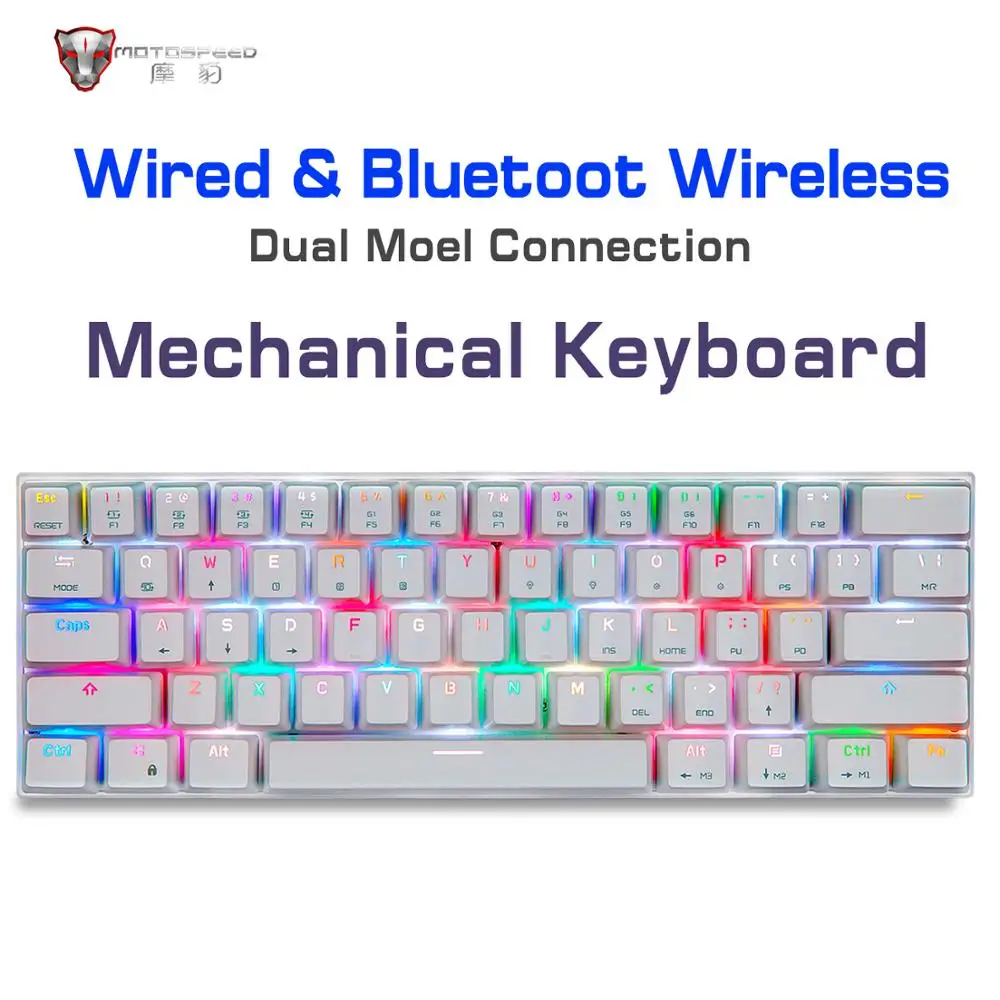 Беспроводная механическая клавиатура Motospeed игровая мини с Bluetooth 61 клавиша RGB