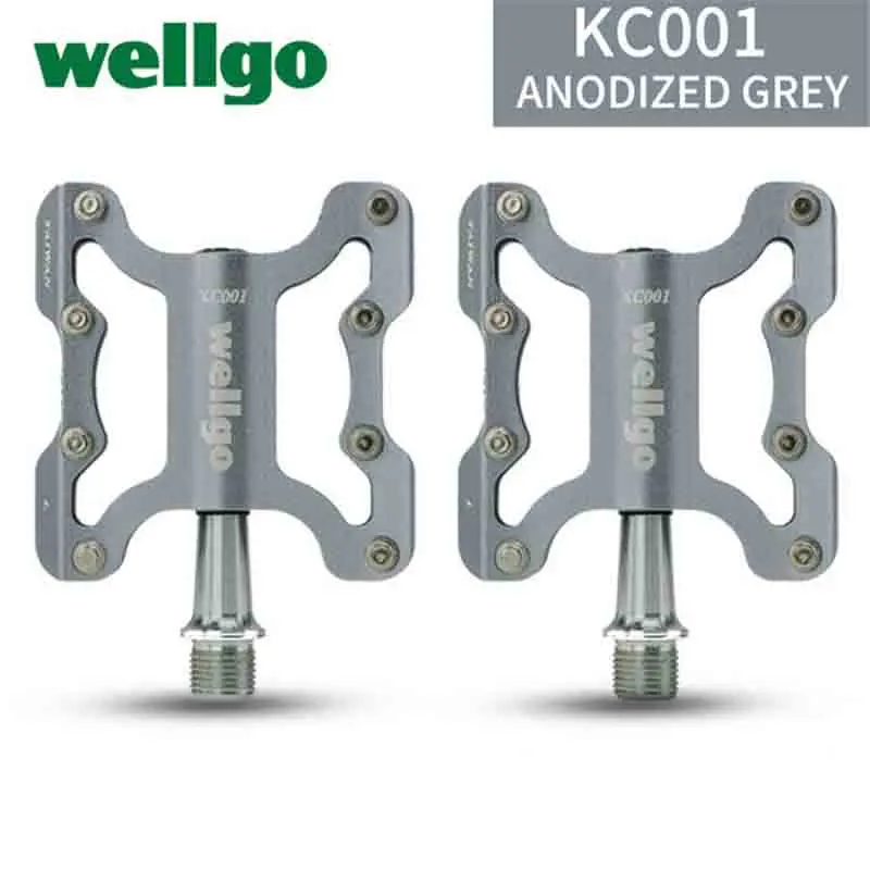 Wellgo KC001 фиксированная педаль MTB BMX велосипедный светильник педали 270 г/пара высококачественные детали для велосипеда Cr-Mo, 9/16 ''шпиндель, герметичный подшипник - Цвет: Grey