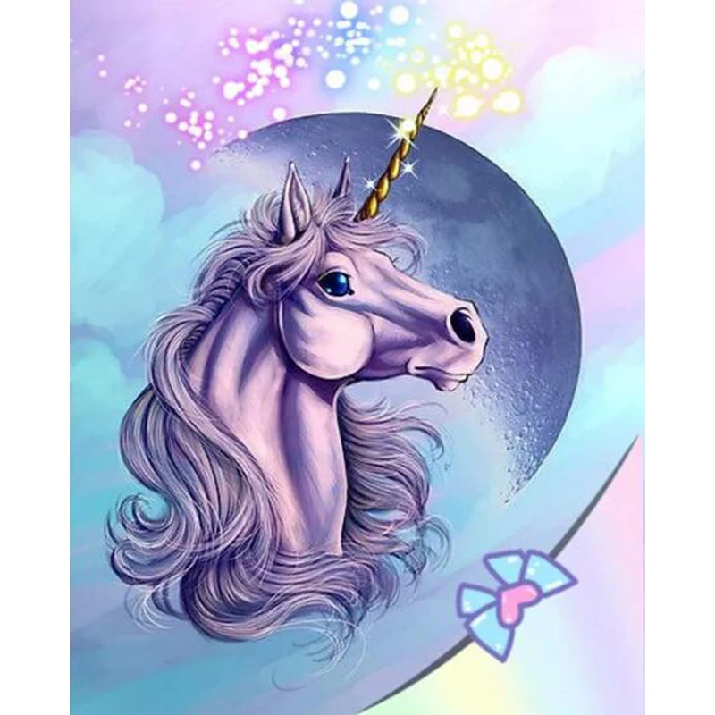 Алмазная 5D картина по номерам сделай сам бусины мультяшный Единорог стразы