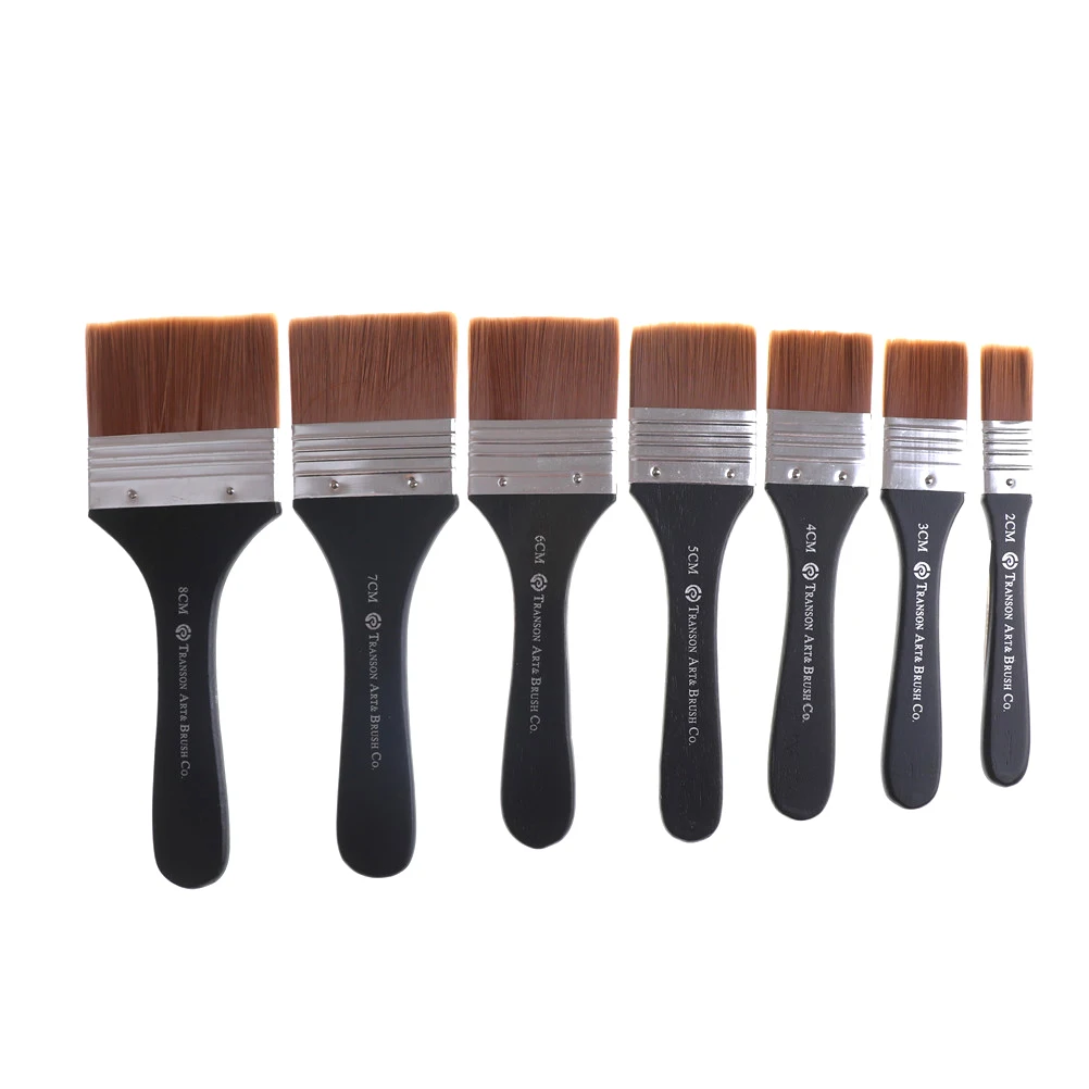 

3/3/4/5/6/7/8CM Paint Brush Long Flat Head Cleaning Brush Gouache Acrylic Painting Brush Oil Brush Painting Wall Art Supplies