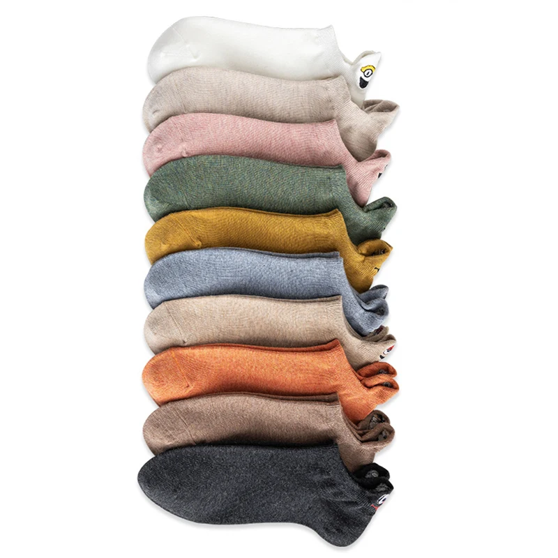 10 Pair Pack Socks Woman Short Kawaii Cute Happy Ankle Socks Set Cartoon Funny Cotton Harajuku Korean Women Socks Calcetines