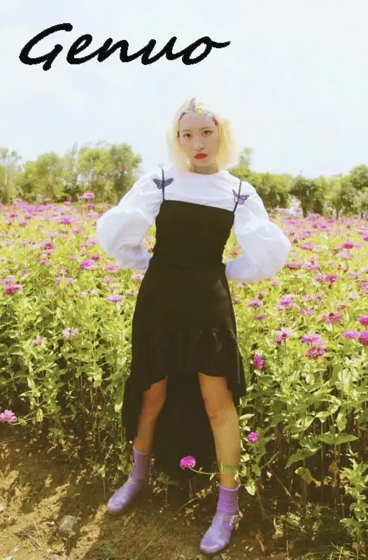 Лето Unif милый ретро винтажный Топ 90s вышивка фиолетовая бабочка короткий бандаж обрезанный облегающий Топ женский