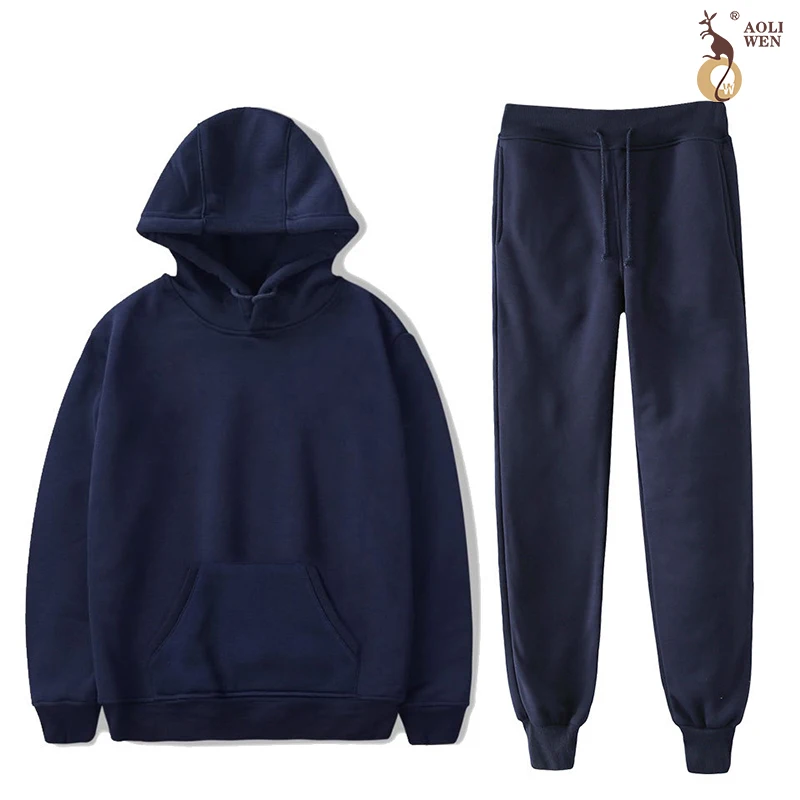 Aoliwen/Новый брендовый костюм с капюшоном спортивная одежда мужская теплая