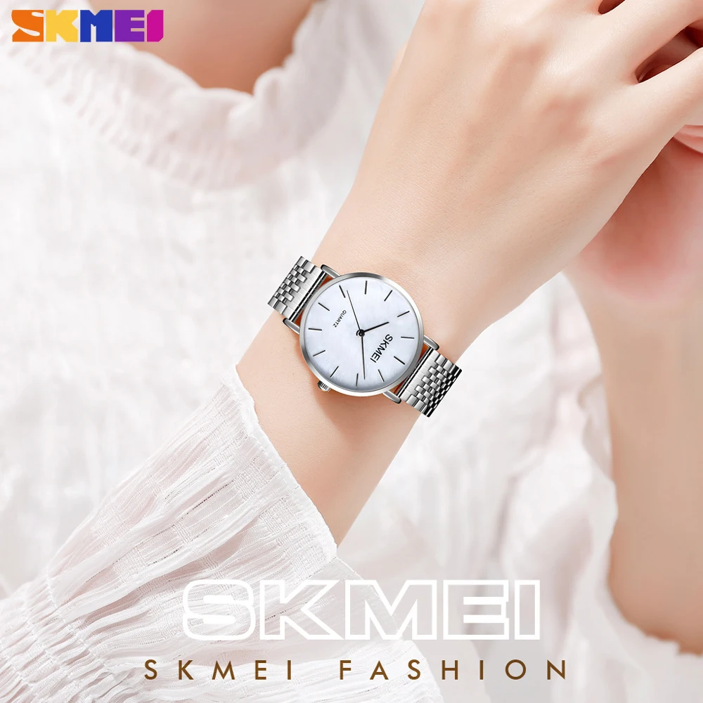 Часы SKMEI женские кварцевые люксовые простые Стильные наручные с браслетом из