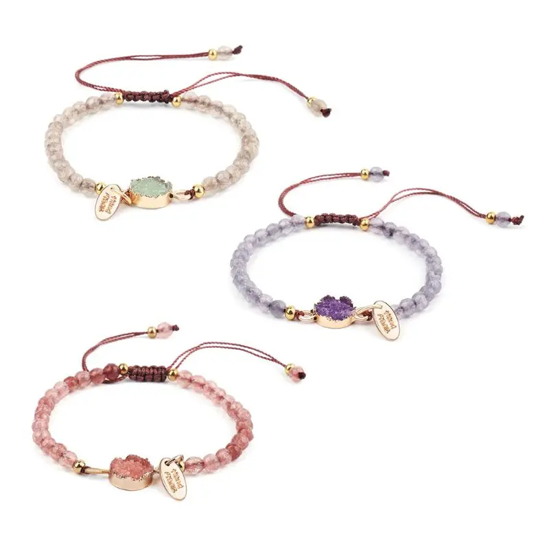 Женский резиновый браслет из друзы и камня Штабелируемый ручной работы с