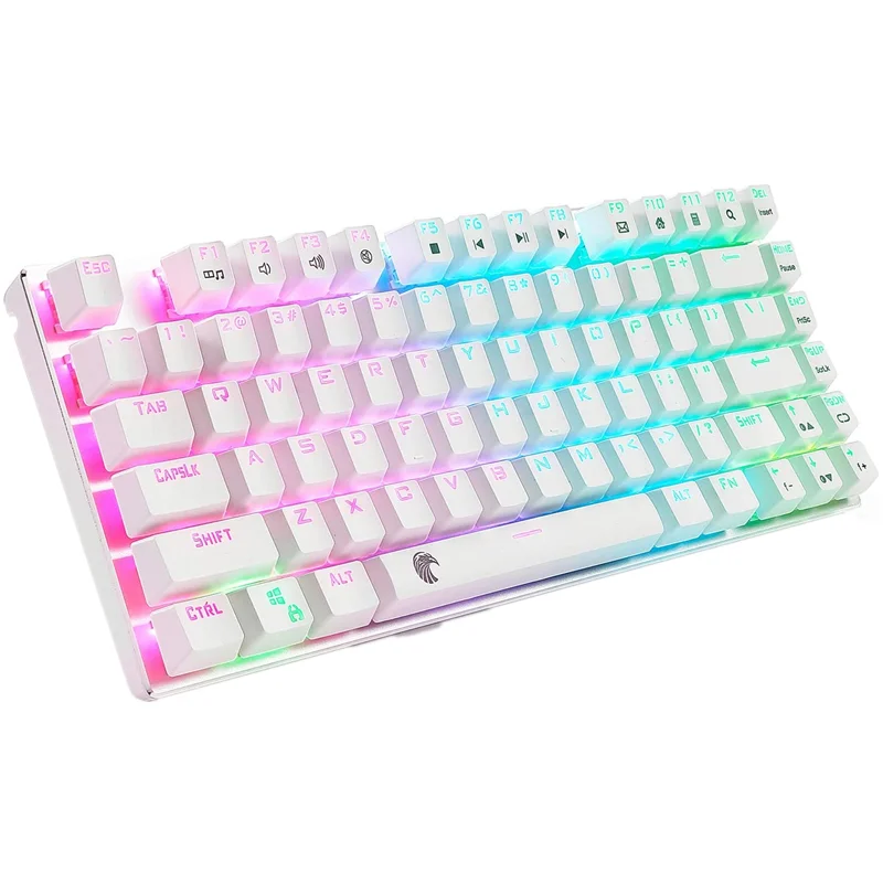For Mechanical keyboard smooth line red switch 81 keys RGB backlight white game keyboard compact design American layout eagle