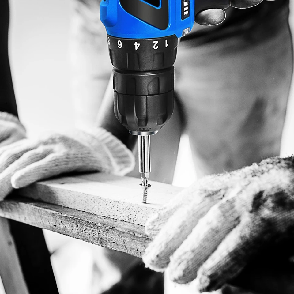 PROSTORMER 12 В беспроводная дрель с сильной клетчатой коробкой 13 шт. набор сверл