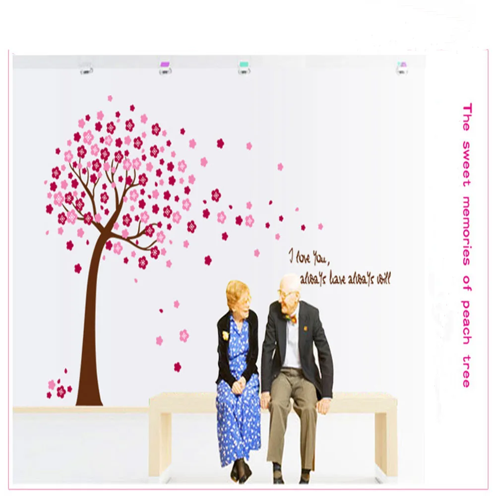 Розовая Сакура цветок вишни дерево Съемный стикер стены для гостиной спальни