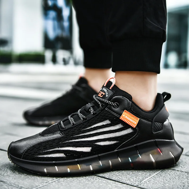 

Cross Border Large Size Athletic Shoes Men's Running Shoe Versatile Shoes zi fei Knitted Casual Popcorn MEN'S SHOES Summer Breat