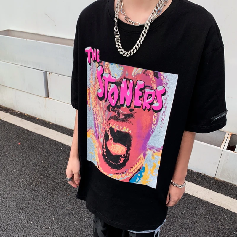 

Mens Dark Style Printed T Shirt Unisex HipHop Casual Short Sleeve t shirts 2021 Oversized Tshirts 100%Cotton Top Tee Street Wear