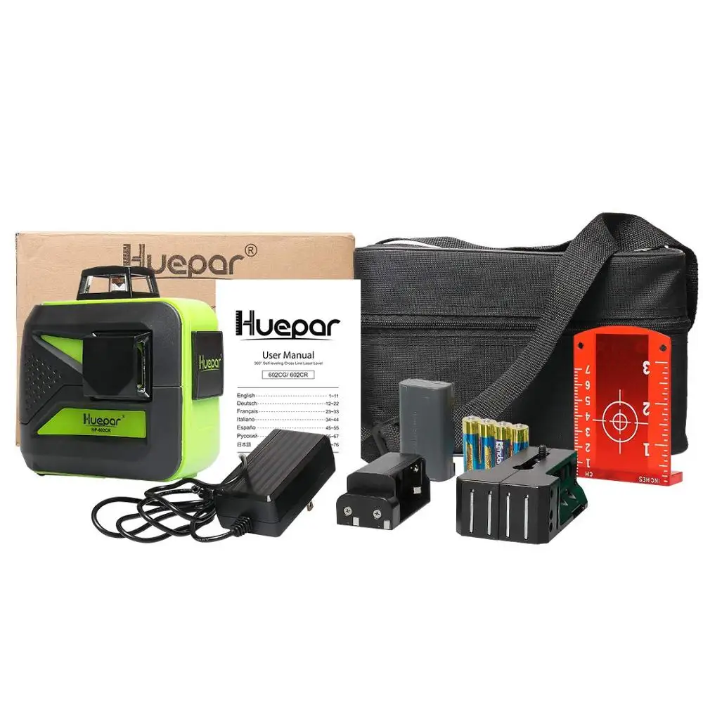 Huepar 8 Lines 2x360 Cross Laser Level Measure Rotary Line Red Beam Self-leveling Manual Mode Use Li-ion Battery | Инструменты