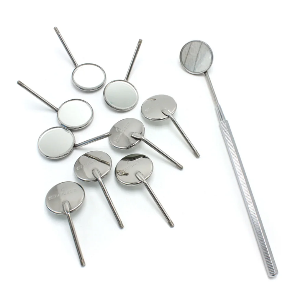 

11pcs Department Mirror Replacement Handle Professional Oral Cavity Examination Mirror (4# 10pcs Mirrors and 1pc