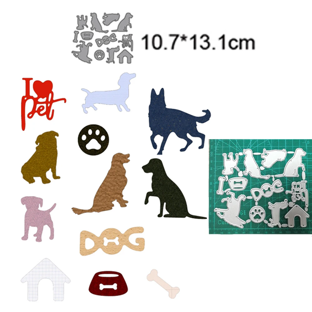 12pcs/lot I Love pet Dog Animals Metal Photo Album Cutting dies Scrapbook Mold Making Greeting Card Craft DIY Art Paper cut die