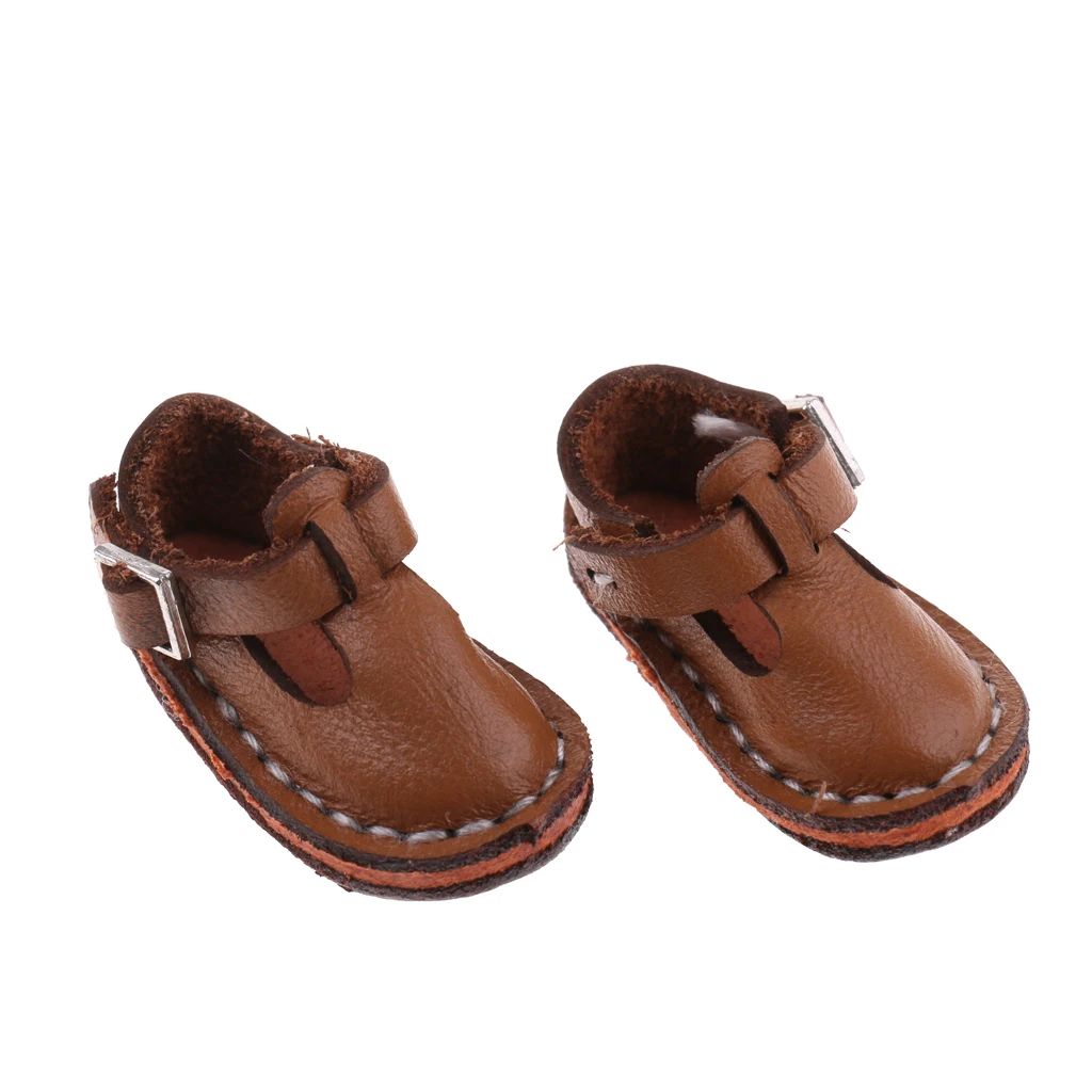 

1 Pair of Ankle Belt Shoes Flat Shoes for 12inch Doll Wear Brown
