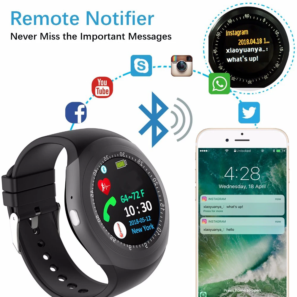 Y1 plus Bluetooth Смарт часы для мужчин женщин Relogio SmartWatch Android телефонный звонок GSM Sim пульт дистанционного управления камерой информация Спорт Шагомер