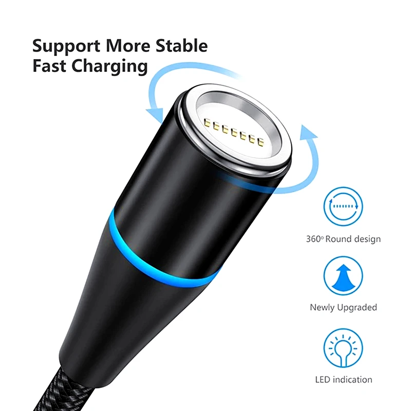 Магнитный кабель USB Type-C для iPhone 11 xr 6S Samsung Huawei Android мобильный телефон 1 м 2 3 А |